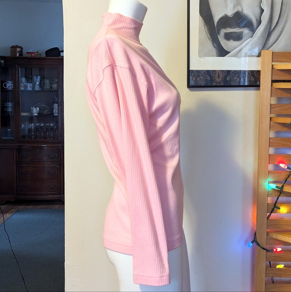 Cabin Creek "Spring" Pink Ribbed Mock Turtleneck - Picture 6 of 7